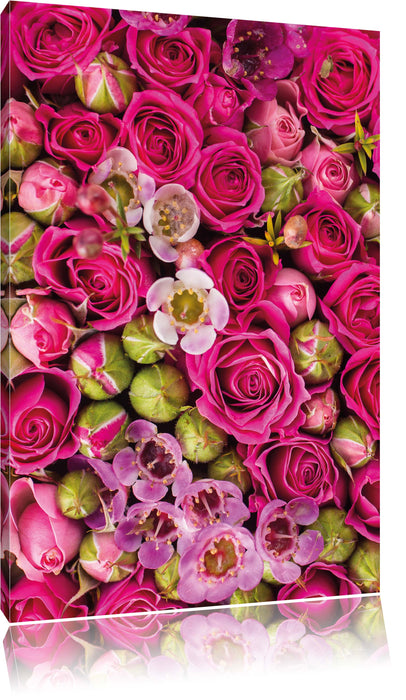 Pixxprint Rosa Rote Rosen, Leinwandbild