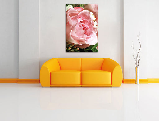 Rosa Rose Leinwandbild über Sofa