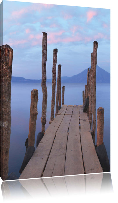 Pixxprint Holzsteg im Meer, Leinwandbild