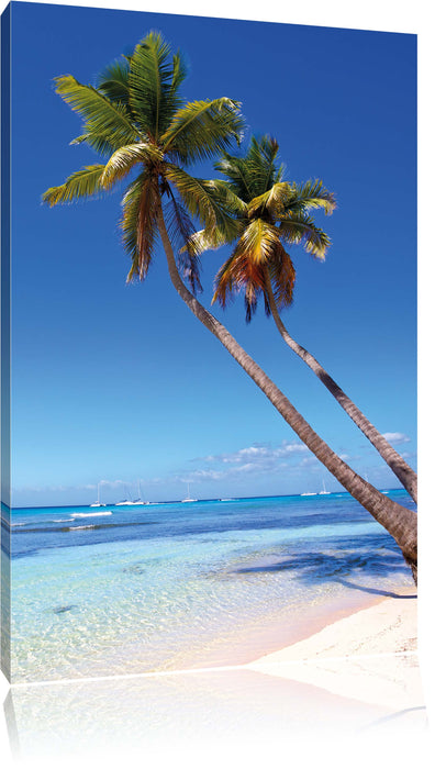 Pixxprint Palmen am Strand, Leinwandbild