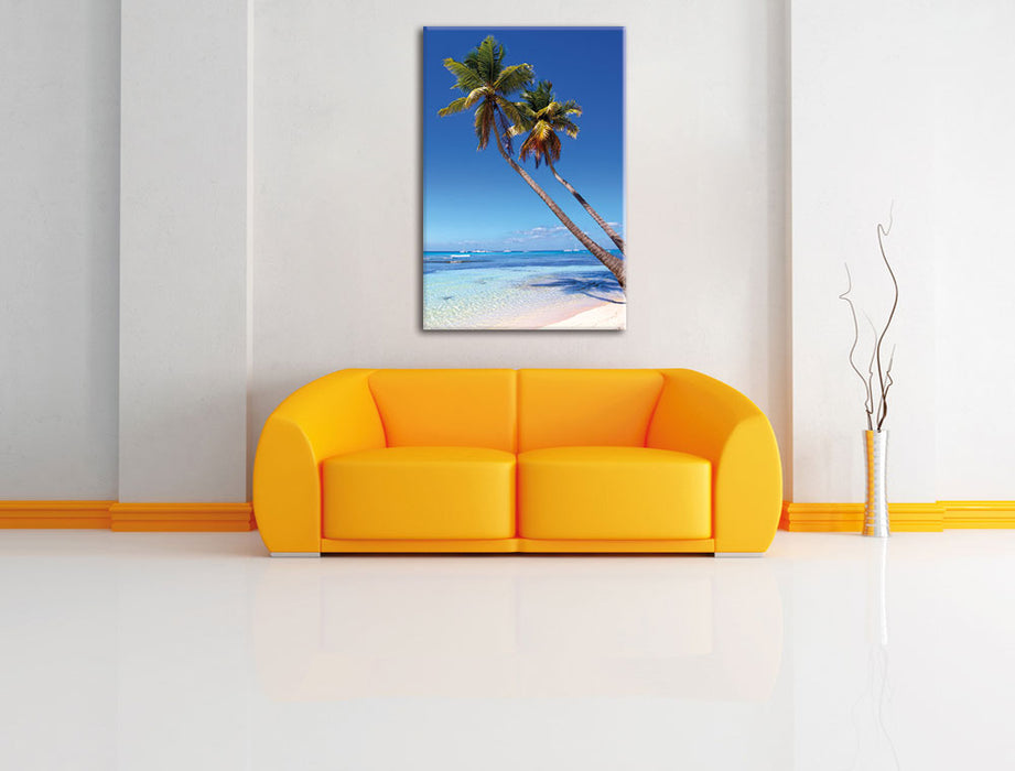 Palmen am Strand Leinwandbild über Sofa