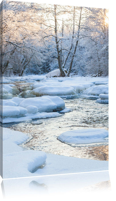 Pixxprint Bach in Winterlandschaft, Leinwandbild