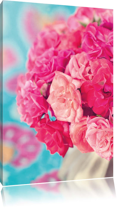 Pixxprint Pinker Rosenstrauß, Leinwandbild