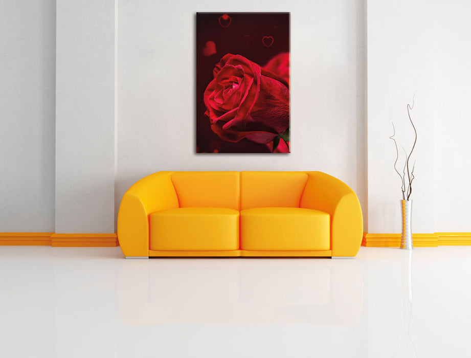 Rote Rosen Valentinstag Leinwandbild über Sofa