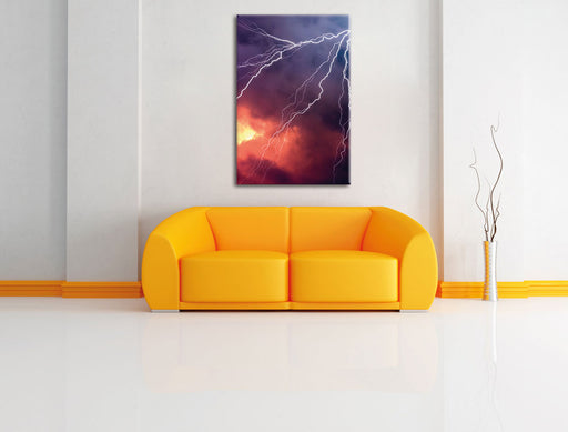 Blitze und Gewitter Leinwandbild über Sofa