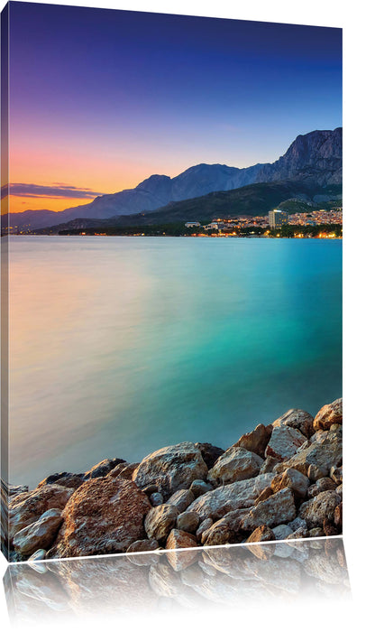 Pixxprint Meer an Traumstadt, Leinwandbild