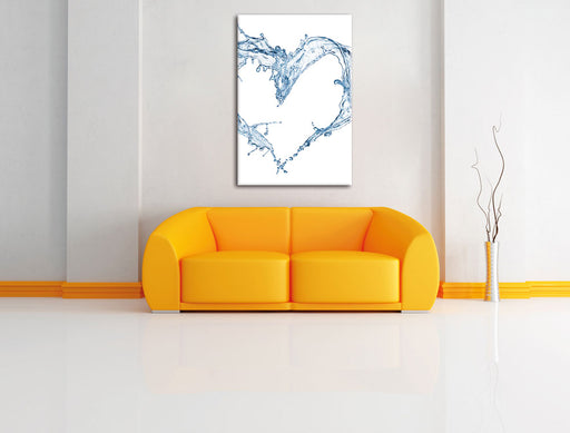 Herz aus Wasser Leinwandbild über Sofa