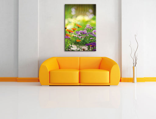 Blumenwiese Leinwandbild über Sofa