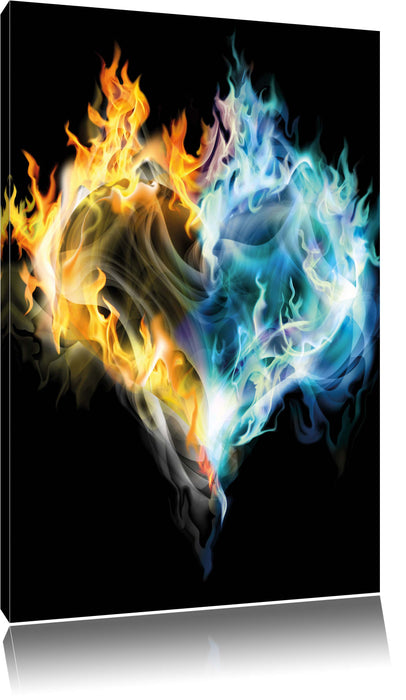 Pixxprint Dark Herz aus Feuer und Wasser, Leinwandbild