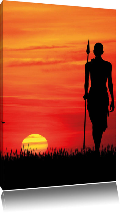 Pixxprint Roter Sonnenuntergang in Afrika, Leinwandbild