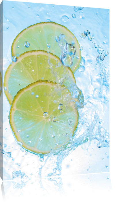 Pixxprint Zitrone fällt ins Wasser, Leinwandbild