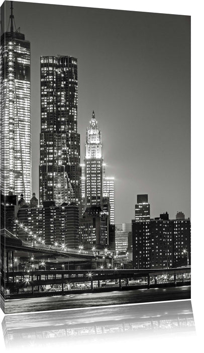 Pixxprint New York City Skyline bei Nacht, Leinwandbild
