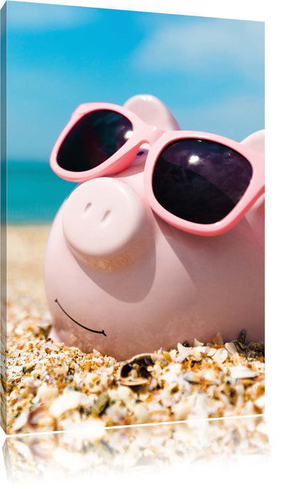 Pixxprint Schweinchen am Strand, Leinwandbild