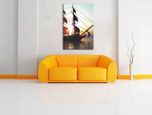 Altes Segelschiff Leinwandbild über Sofa