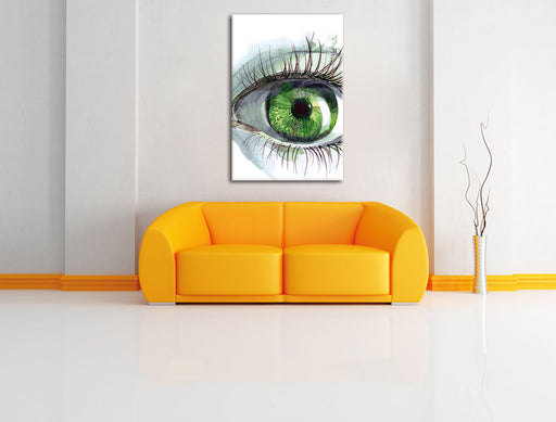 Grünes Auge Leinwandbild über Sofa
