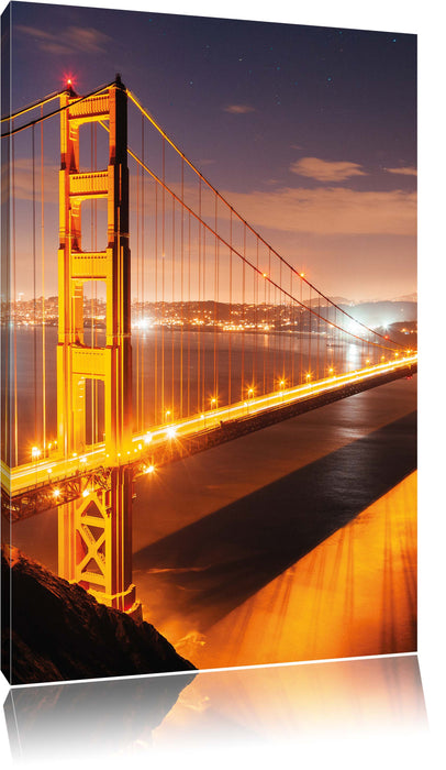 Pixxprint Golden Gate Bridge bei Nacht, Leinwandbild