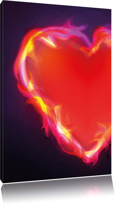 Pixxprint Herz aus Feuer, Leinwandbild