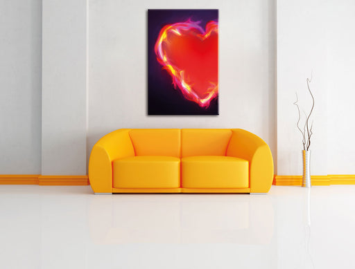 Herz aus Feuer Leinwandbild über Sofa