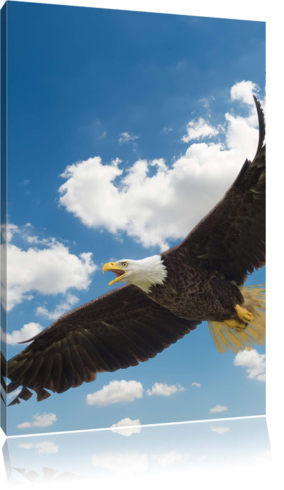 Pixxprint Adler fliegt über Berge, Leinwandbild