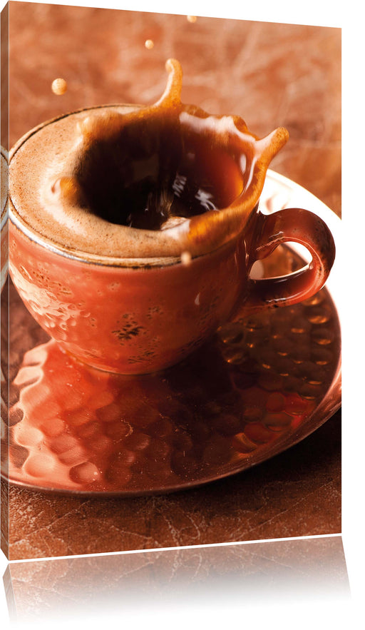 Kaffee spritzt aus Tasse Leinwandbild