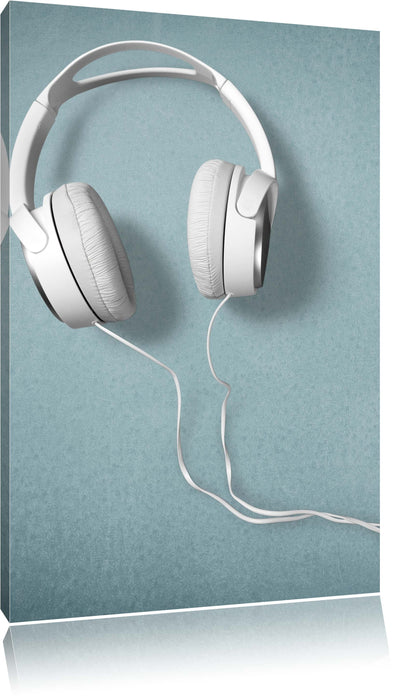 Pixxprint Weiße Kopfhörer, Leinwandbild