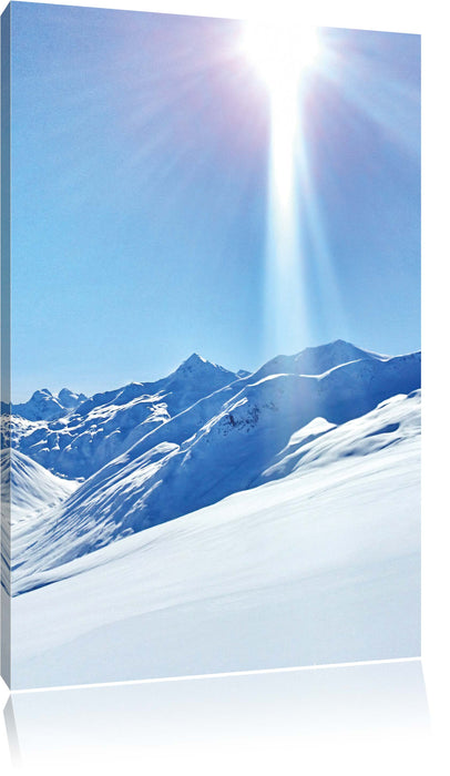 Pixxprint Schnee Berge, Leinwandbild