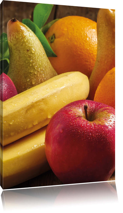 Pixxprint Obst Erdbeeren Kiwi Orangen, Leinwandbild