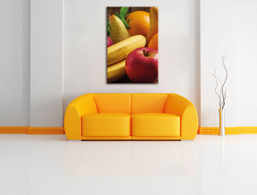 Obst Erdbeeren Kiwi Orangen Leinwandbild über Sofa