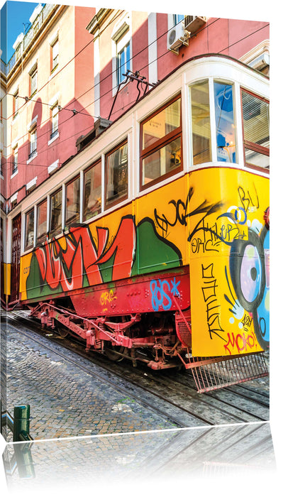 Pixxprint Besprühte S-Bahn, Leinwandbild