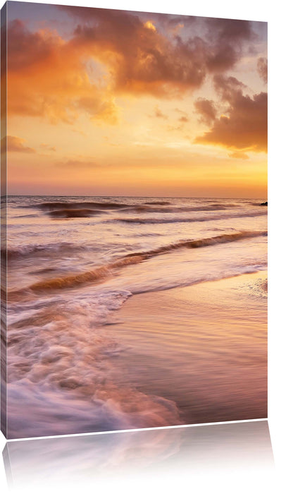 Pixxprint Meereshorizont Sonne hinter Wolken, Leinwandbild