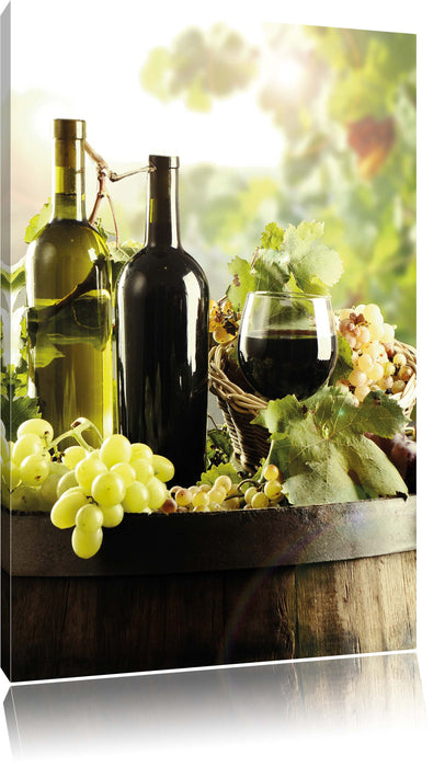 Pixxprint Weintrauben am Fass, Leinwandbild