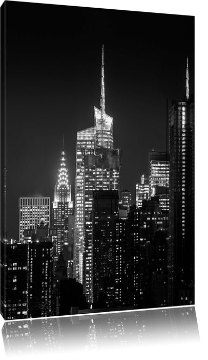 Pixxprint New York von oben schwarz weiß, Leinwandbild
