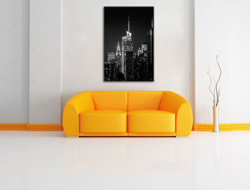 New York von oben schwarz weiß Leinwandbild über Sofa