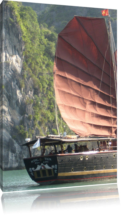 Pixxprint Segelschiff im Sonnenuntergang, Leinwandbild