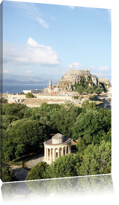 Pixxprint Griechische Entspannungsoase, Leinwandbild