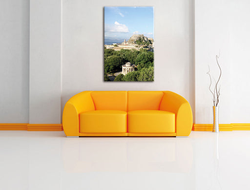Griechische Entspannungsoase Leinwandbild über Sofa