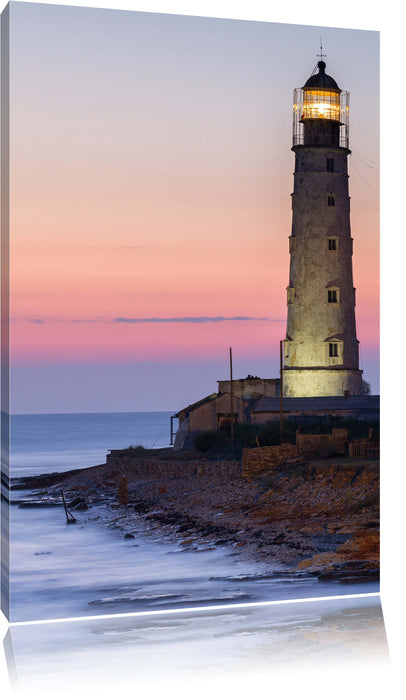 Pixxprint Leuchtturm in Abenddämmerung, Leinwandbild