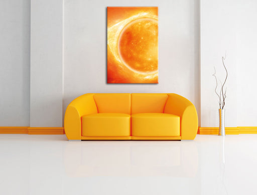 Sonne Feuerball Leinwandbild über Sofa