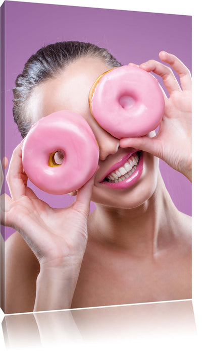 Pixxprint Lustige Donuts, Leinwandbild