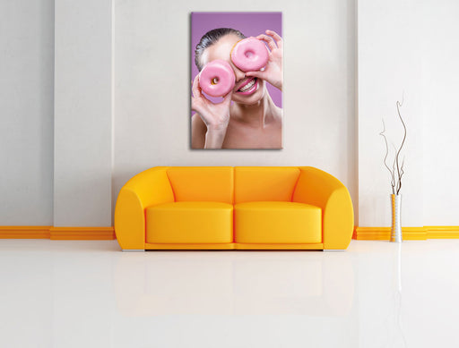 Lustige Donuts Leinwandbild über Sofa
