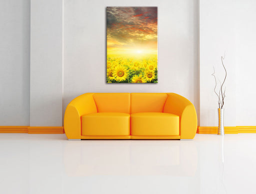 Sonnenblumenfeld Leinwandbild über Sofa