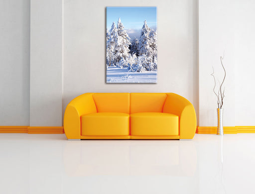 Winterwald Leinwandbild über Sofa