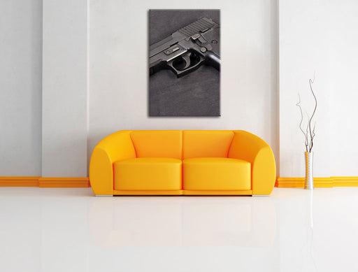 Waffe Leinwandbild über Sofa