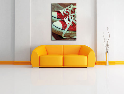Coole Rote Schuhe Leinwandbild über Sofa