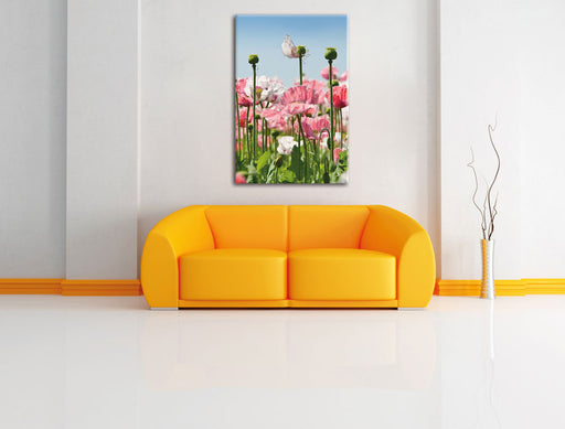 Blumenwiese Mohnblumen Leinwandbild über Sofa