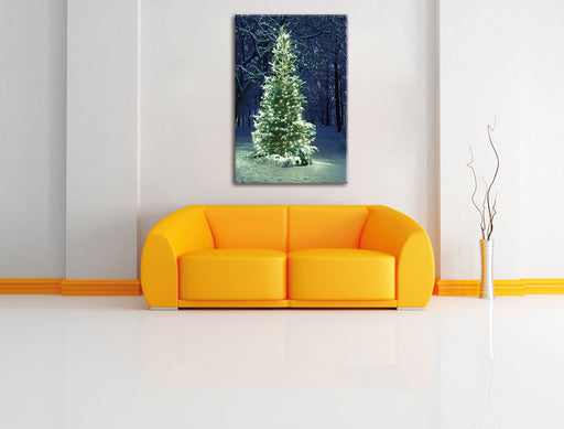 Leuchtender Weihnachtsbaum Leinwandbild über Sofa