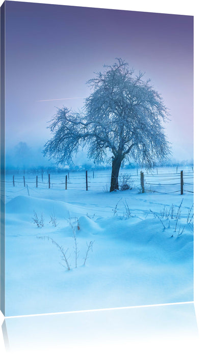 Pixxprint Baum in Winterlandschaft, Leinwandbild