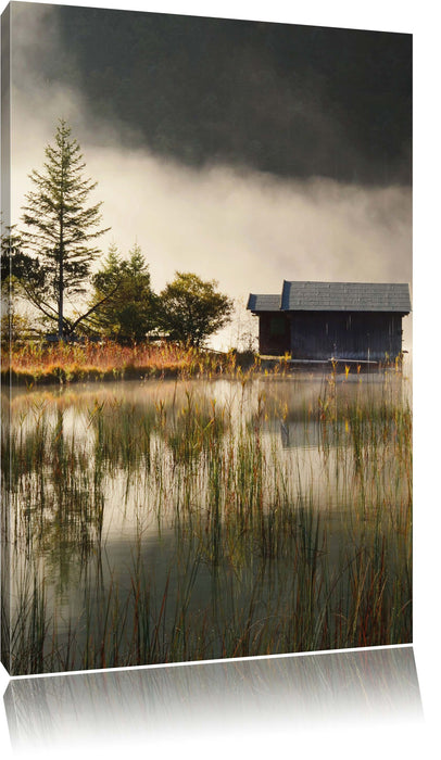 Pixxprint Idyllische Waldhäuschen, Leinwandbild