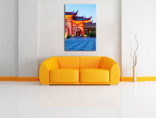 chinesischer Tempel Leinwandbild über Sofa