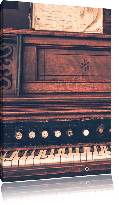 Pixxprint altes Klavier schwarz-Weiß, Leinwandbild
